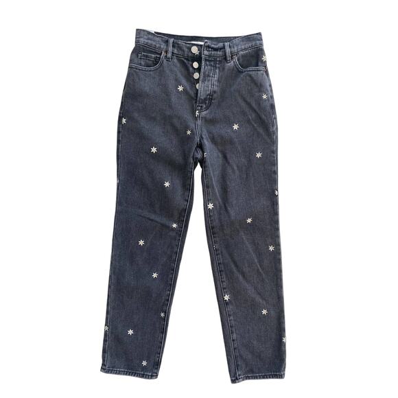 PACSUN HIGH RISE EMBROIDERED FLOWER STRAIGHT JEANS SIZE 22 - Picture 1 of 11